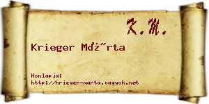 Krieger Márta névjegykártya