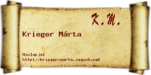 Krieger Márta névjegykártya